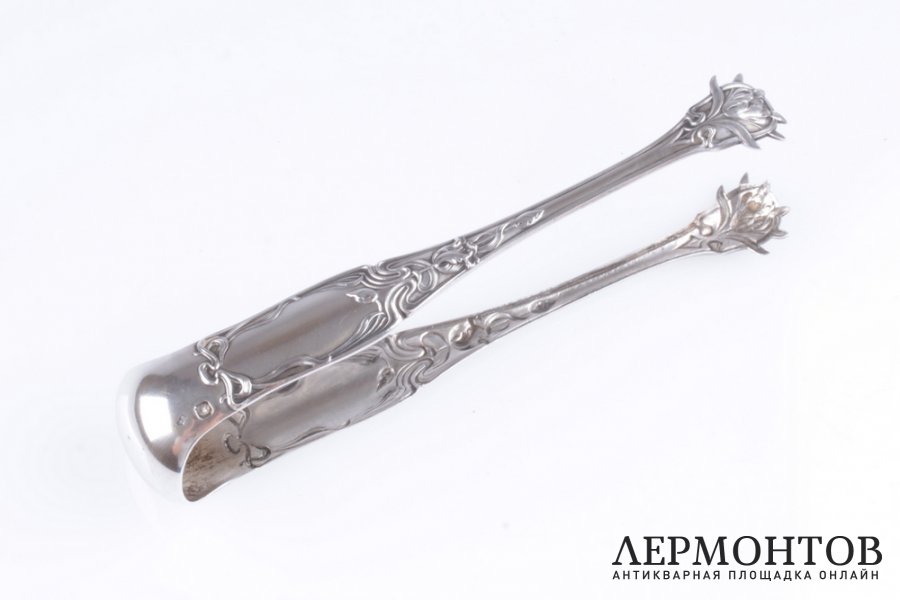 Щипцы для сахара art nouveau. Серебро 950. Франция