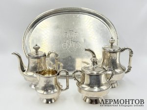 Сервиз в Неорусском стиль. Россия, 1882 год. Серебро 84 пробы, кость.