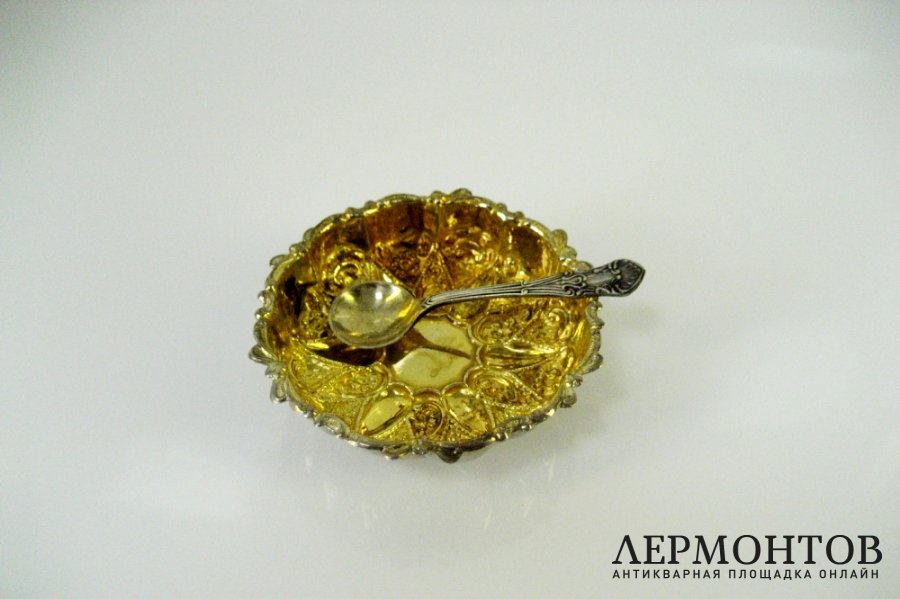 Солонка. Серебро 925 пробы, золочение. Великобритания, XIX век.