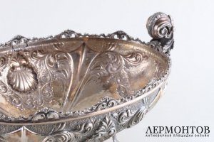 Ваза для фруктов на ножках. Серебро 800 пробы. Италия, нач. XX в.