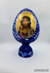 Пасхальное яйцо с образом Иисуса Христа. Хрусталь, резьба, Гусевской хрустальный завод, Россия, современная работа