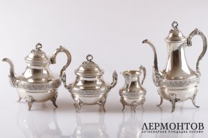 Чайный и кофейный сервиз. Boulenger. Серебро 950 пробы. Франция