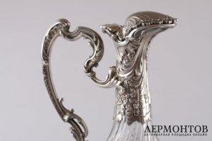 Графин для вина. Серебро 950 пробы, хрусталь. Конец XIX века. Франция