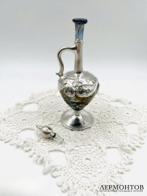 Флакон для благовоний. Серебро 925 пробы, цветное стекло, Западная Европа, начало 20 века