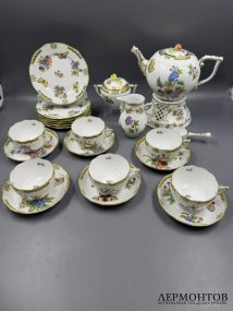 Чайный сервиз на 6 персон «Queen Victoria» с подогревом. Фарфор, Herend, Венгрия