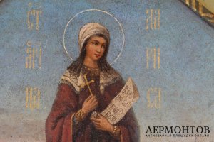 Икона. Святая мученица Лариса. Живопись на металле. Россия, XIX век.