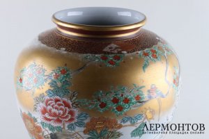 Ваза Пейзаж с птицей. Фафрор, роспись. Япония, Киндзан Кутани, вторая половина XX в.