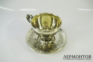 Чайная пара. Серебро 950 пробы, золочение. Франция, XIX век.