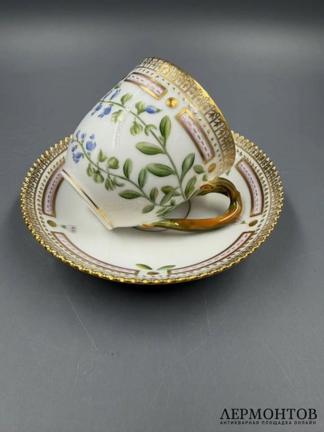Кофейная пара «Flora Danica». Фарфор, роспись, Royal Copenhagen, Дания, 1968 год