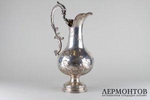 Большой серебряный кувшин в стиле неорококо. Европа, начало 20 века.