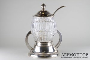 Крюшонница в классическом стиле. Серебро 800 пробы, хрусталь. Германия, XIX в.
