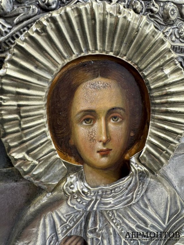 Икона «Святой великомученик Пантелеимон». Дерево, темпера, латунь, Россия, начало 20 века