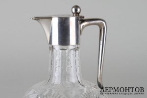 Графин. Серебро 800 пробы, хрусталь. Германия, H.Schapek, начало 20 века.
