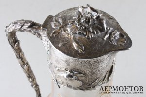 Парные кувшины в стиле модерн. Стекло Daum Nancy ,серебро 800 пробы. Германия, 1900-е