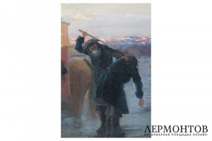 Картина. Петр I наказывает солдата. Нач. XX в. Неизвестный художник. Холст, масло.