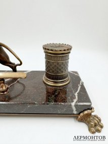 Чернильный прибор со львом. Бронза, мрамор, Западная Европа, 20 век