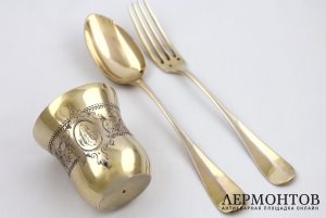 Набор Эгоист в футляре. E. Compere. Серебро 950 пробы. Франция, XIX в.