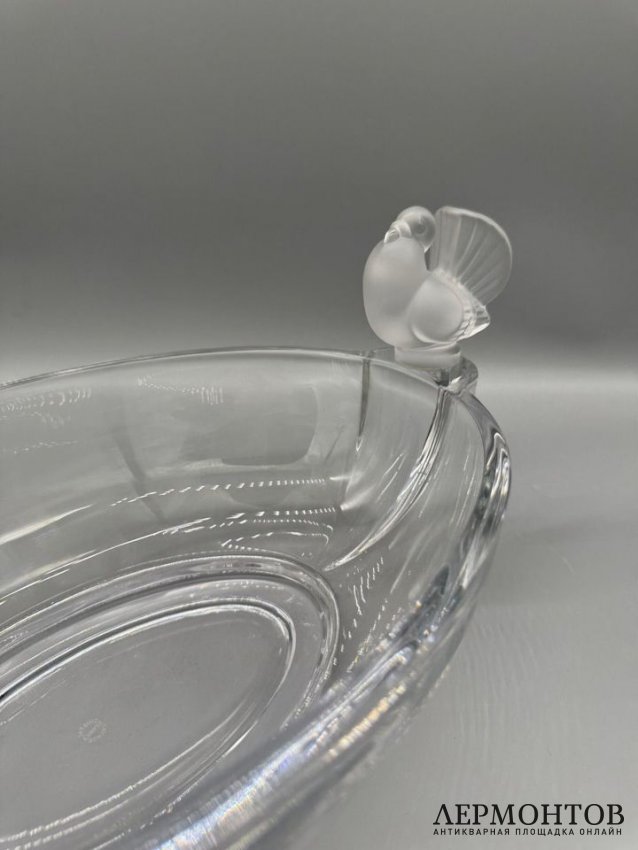 Овальная ваза для фруктов с птичками. Хрусталь, Cristal de Sèvres, Франция, 20 век