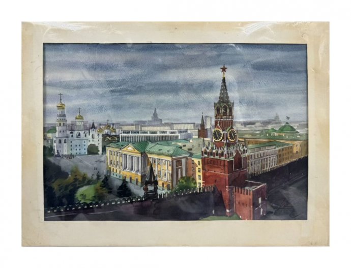 Картина «Вид на колокольню Ивана Великого». Бумага, акварель, Россия, 1995 год