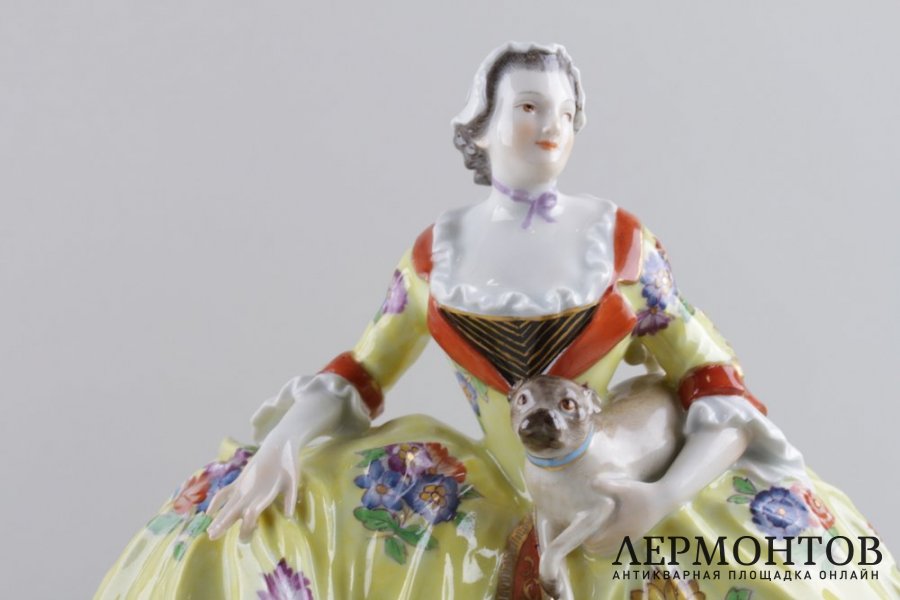 Масон с мопсом и Дама с мопсом. MEISSEN, XIX век.