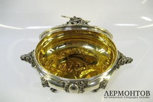 Блюдо для жаркого с крышкой. Серебро 800. Германия, XIX век. 