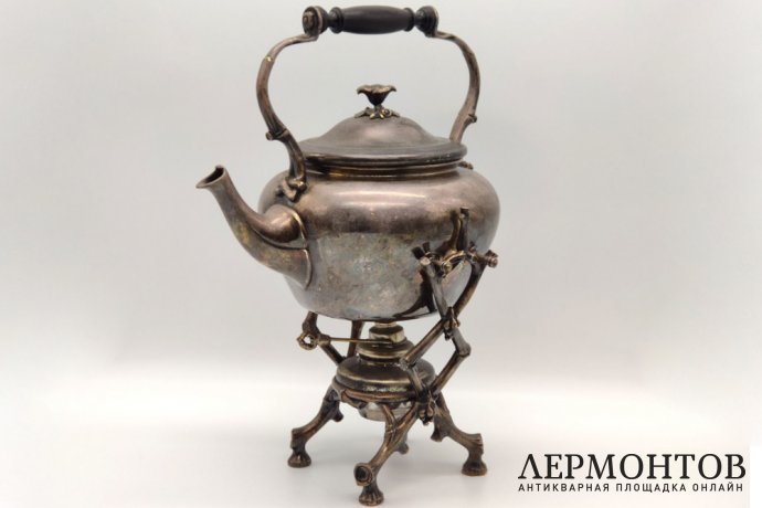 Чайник, бульотка на основании в виде веточек. Серебрение. Франция, Christofle, 1900е