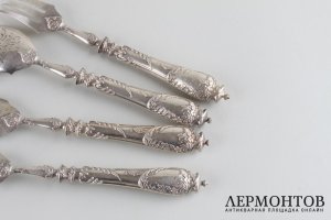 Набор для закусок Ravinet et Denfert. Серебро 950 пробы. Франция, XIX век.