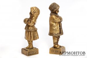 Парные статуэтки Девочка и мальчик. Бронза. Франция, Париж. 19 в. Авт. Мод. J.Guluche.