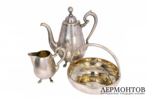 Кофейный набор 3 предмета. Грачев. Серебро 84 пробы. Российская империя