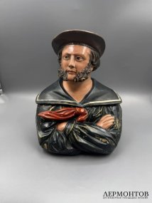 Табачный горшок «Моряк». Майолика, роспись, Wilhelm Schiller & Son, Богемия, рубеж 19–20 веков