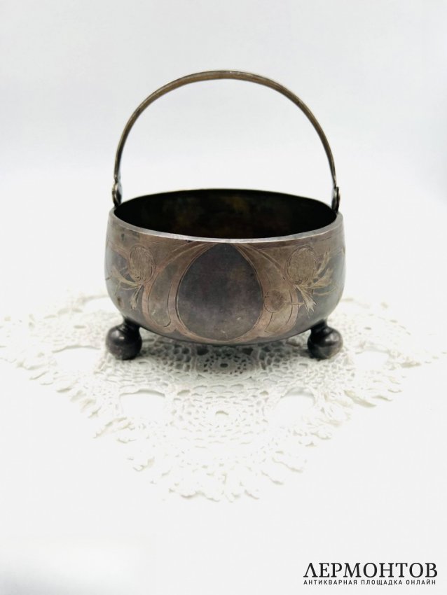 Конфетница в стиле модерн. Серебро 84 пробы, В. Семёнов, Россия, 1908–1917 годы