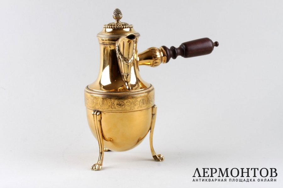 Кофейник в стиле ампир. Aucoc. Серебро 950, золочение. Франция, конец XIX в.