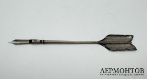 Перьевая ручка Стрела. Россия, 19 век. Серебро 84 пробы.