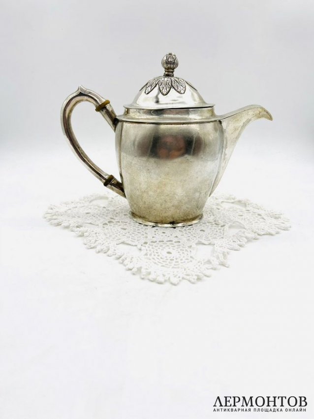 Кофейник с носиком-сердечком. Серебро 12 лот, золочение, Польша, 1814 год
