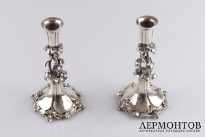 Парные подсвечники. Серебро 812 пробы. Германия, XIX век.