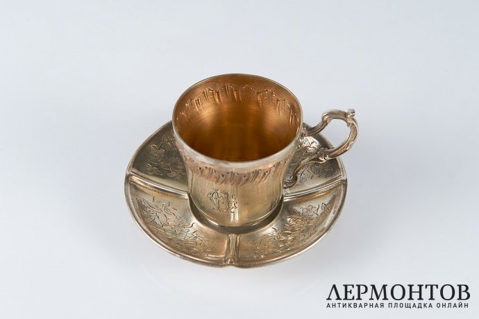 Кофейная пара. Серебро 950 пробы, золочение. Франция, XIX век.
