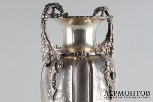 Ваза для цветов с ручками. Серебро 800 пробы. Италия, пер. пол. XX века.