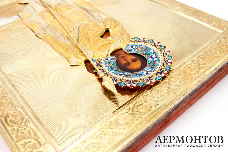 Икона Святой великомученик Дмитрий Солунский. Серебро. Россия, 1908-1917 гг. 