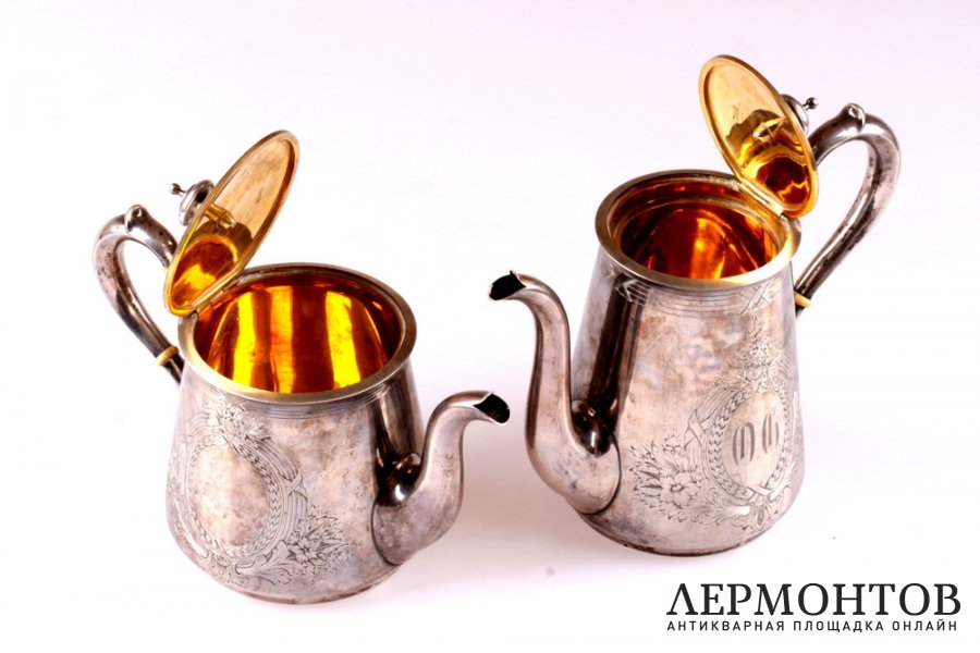 Чайный и кофейный сервиз. Серебро 84 пробы. 1871 год. Российская империя