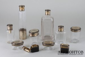 Набор парфюмерный Sormani. Серебро 950 пробы, стекло. Франция. XIX в.