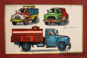 Картина Ромадин М.Н. Эскиз к книге. 1970 г.