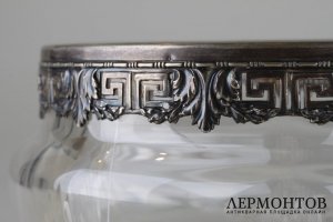 Ваза круглая в стиле ампир. Серебро 800, стекло. Германия, WTB.