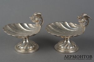 Парные икорницы. Австро - Венгрия. Кон. 19- нач. 20 вв. Серебро 800 пробы.