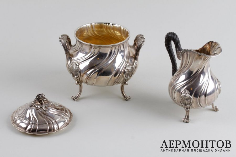 Чайный сервиз Leon Lapar в стиле рококо. Серебро 950 пробы. Франция, XIX в.