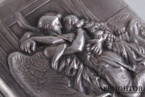 Портсигар в стиле Модерн. Тамара и Демон. Москва, 1908-1917 гг. Серебро 84 пробы.