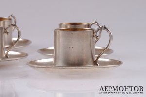 Кофейный набор на 6 персон. Серебро 800. Европа