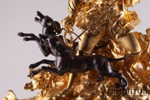 Часы каминные. Бронза, литье, золочение, патина. Западная Европа, 19 в.