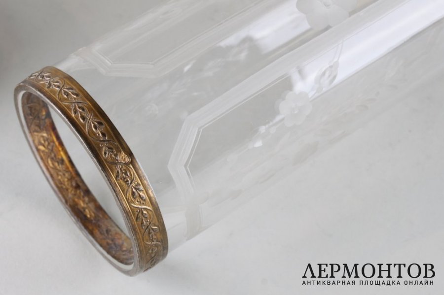 Вазы цветочные парные. Серебро 950 пробы, стекло. Франция, конец 19 в.