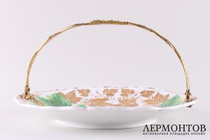 Конфетница Виноград. Фарфор, роспись, золочение, мет.сп. Германия, Мейсен, XIX век.