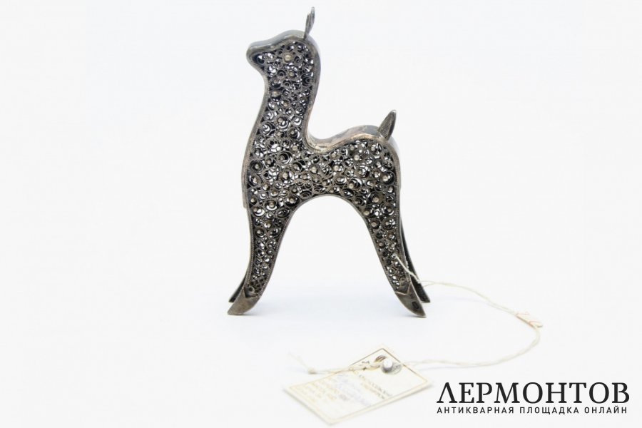 Фигурка Олененок. Скань, серебро. Россия, Красносельский ювелирный завод, 1990-е гг 